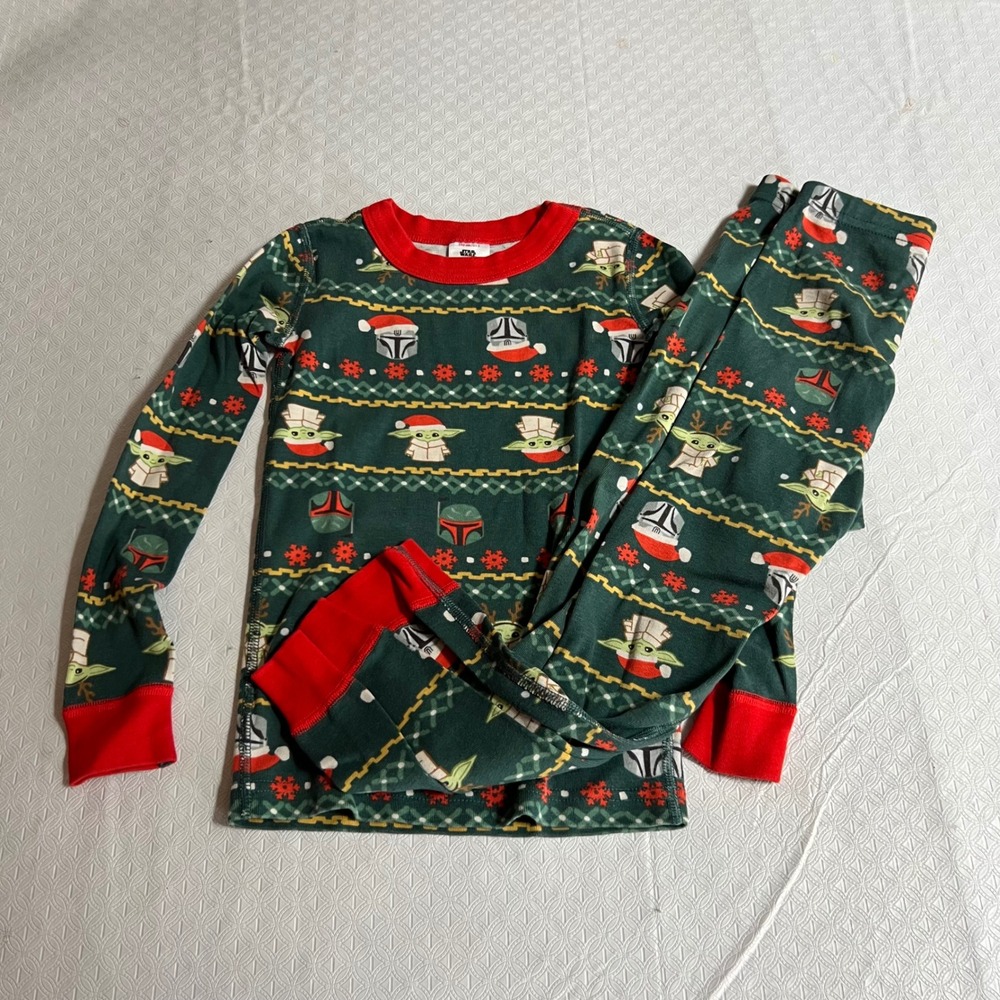 Hanna Andersson Star Wars Mandalorian Christmas Pajamas Set Kids 5 110cm Green